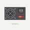 Line flat color vector computer part icon power supply. Cartoon. Digital gaming and business office pc desktop device