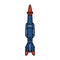 Line flat color vector icon elements of aerospace program geophysical rocket. Cartoon style rocket, scientific research