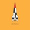 Line flat color vector icon elements of aerospace program - multistage rocket. Cartoon style. Astronautics. Illustration