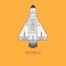 Line flat color vector icon elements of aerospace program space shuttle. Cartoon style. Astronautics. Illustration and