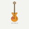 Line flat color vector icon musical instruments - electric guitar.