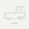 Line flat plain vector icon service staff car. Commercial vehicle. Cartoon vintage style. Cargo transportation. Pickup