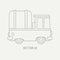 Line flat plain vector icon service staff car. Commercial vehicle. Cartoon vintage style. Cargo transportation. Pickup