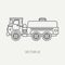 Line flat plain vector icon service staff refueller army truck. Military vehicle. Cartoon vintage style. Cargo