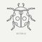 Line flat plain vector wildlife fauna icon dot ladybug. Simplified retro. Cartoon style. Insect. Beetle. Entomology