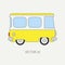 Line flat vector color icon minibus taxi car. Commercial vehicle. Cartoon vintage style. Transportation. Traveling