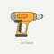 Line flat vector icon with building electrical tool - dryer. Construction and repair work. Powerful industrial