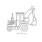 Line flat vector icon construction machinery - tractor. Industrial style. Road. Construction machinery. Building