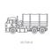 Line flat vector icon construction machinery truck wagon. Industrial style. Corporate cargo delivery. Commercial