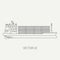 Line flat vector retro icon container cargo ship. Merchant fleet. Cartoon vintage style. Ocean. Sea. Barge. commercial