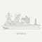 Line flat vector retro icon scientific ship. Research fleet. Cartoon style. Scholars. Sonar. Telemetry. Ocean