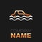 Line Flood car icon isolated on black background. Insurance concept. Flood disaster concept. Security, safety