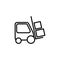Line forklift icon on white background