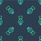 Line Fountain pen nib icon isolated seamless pattern on blue background. Pen tool sign. Vector