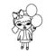 Line girl child with two tails and balloons