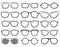 Line glasses icons. Wear fashion eyeglass, optical design sunglass, accessory object, vector illustration