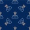 Line Graduate and graduation cap icon isolated seamless pattern on blue background. Vector