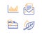 Line graph, 24h service and Mail correspondence icons set. Leaf sign. Vector