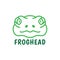 Line green face frog cartoon logo design vector graphic symbol icon illustration creative idea