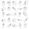 Line hand gestures. Pointing gesture, hold in hands and like icon vector illustration set