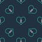 Line Heart with keyhole icon isolated seamless pattern on black background. Locked Heart. Love symbol and keyhole sign