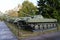 The line of historic tanks and armored vehicles at the Central Armed Forces Museum, Moscow, Russia