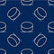 Line Hockey puck icon isolated seamless pattern on blue background. Vector