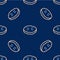 Line Homemade pie icon isolated seamless pattern on blue background. Vector
