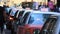 A line of Hong Kong taxis waiting in queue