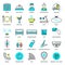 Line hotel services icons. Logo, glyphs and pictogram collection. Vector