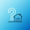 Line House with question mark icon isolated on blue background. Housing problems, questions. Colorful outline concept