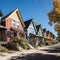 Line of houses with colorful siding and eco-friendly craftsmanship