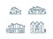 Line houses icon set.