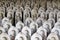 Line of hundreds of Buddha jizo statues at Reisenji Buddhist Temple