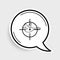 Line Hunt on duck with crosshairs icon isolated on grey background. Hunting club logo with duck and target. Rifle lens