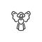 Line icon. Angel with heart, Valentine`s Day.
