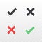 Line icon cancel and approve. Black red and green cross and check mark symbol. Element for design app or website