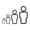 Line icon of children to old age, aging, people