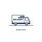 Line icon- delivery. Van outline icon on white background. Delivery service. Delivery by car or truck. Parcels Express