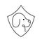 Line icon dogs insurance. Minimalist simple design.