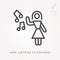 Line icon girl listens to sounds