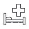 Line icon of hospital bed side view. Healthcare symbol isolated