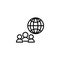 Line icon. International Business, Group of people and globe