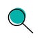 Line icon magnifier with turquoise element