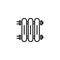 line icon. Radiator, Cast-iron radiator for heating systems