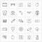 Line Icon Set of 25 Modern Symbols of food, detail, justified, dollar, list