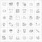 Line Icon Set of 36 Modern Symbols of board, science, deadline, medical, workplace