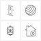 Line Icon Set of 4 Modern Symbols of cpu, plus, ball, medical, building