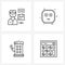 Line Icon Set of 4 Modern Symbols of delivery, shocked, logistics, emotions, public phone