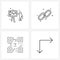 Line Icon Set of 4 Modern Symbols of graph, expand, link, website, down